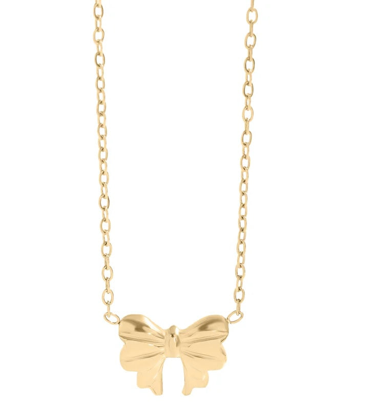 Gold bow necklace