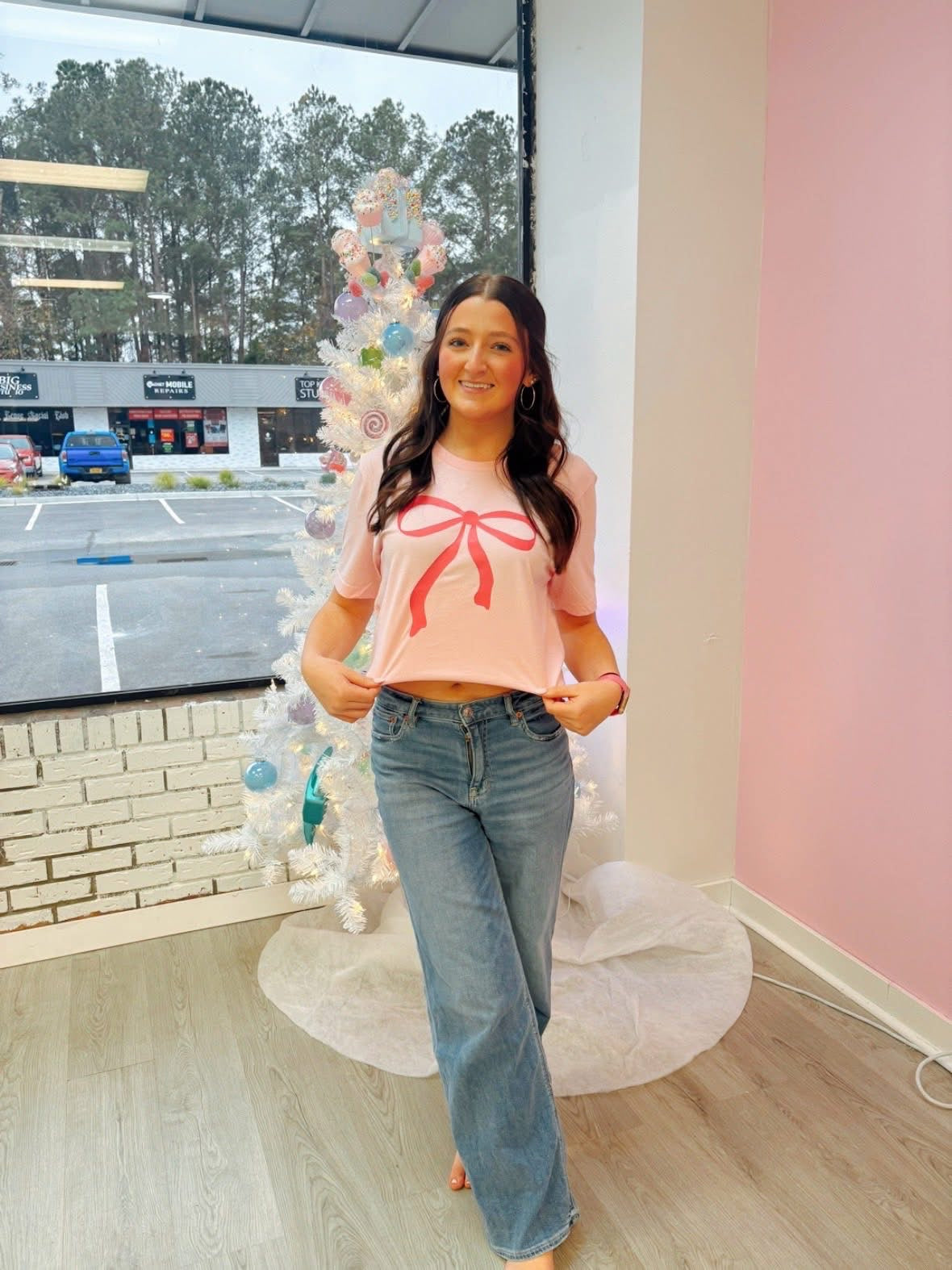 Pink bow tee