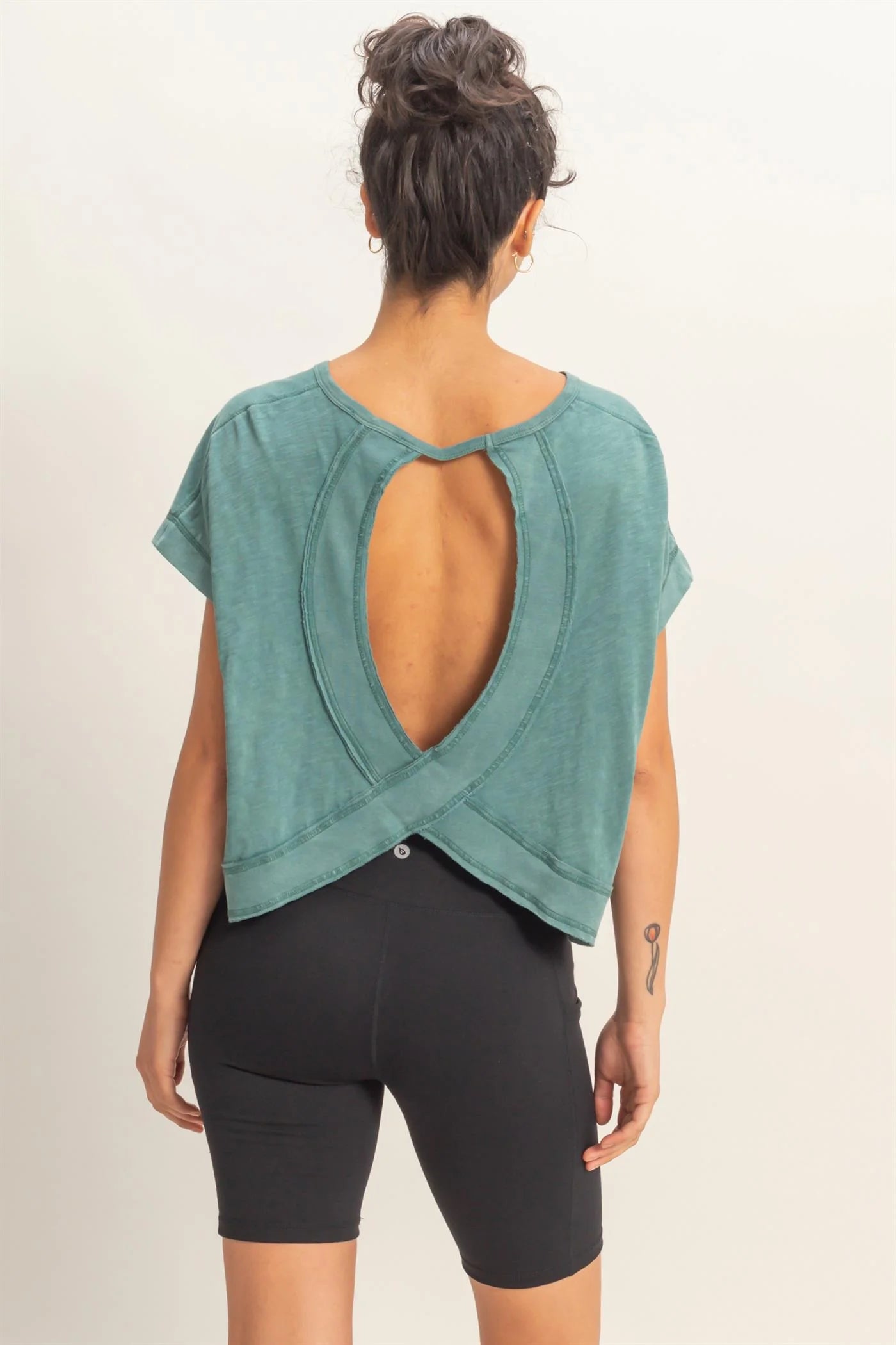 Dark teal open back