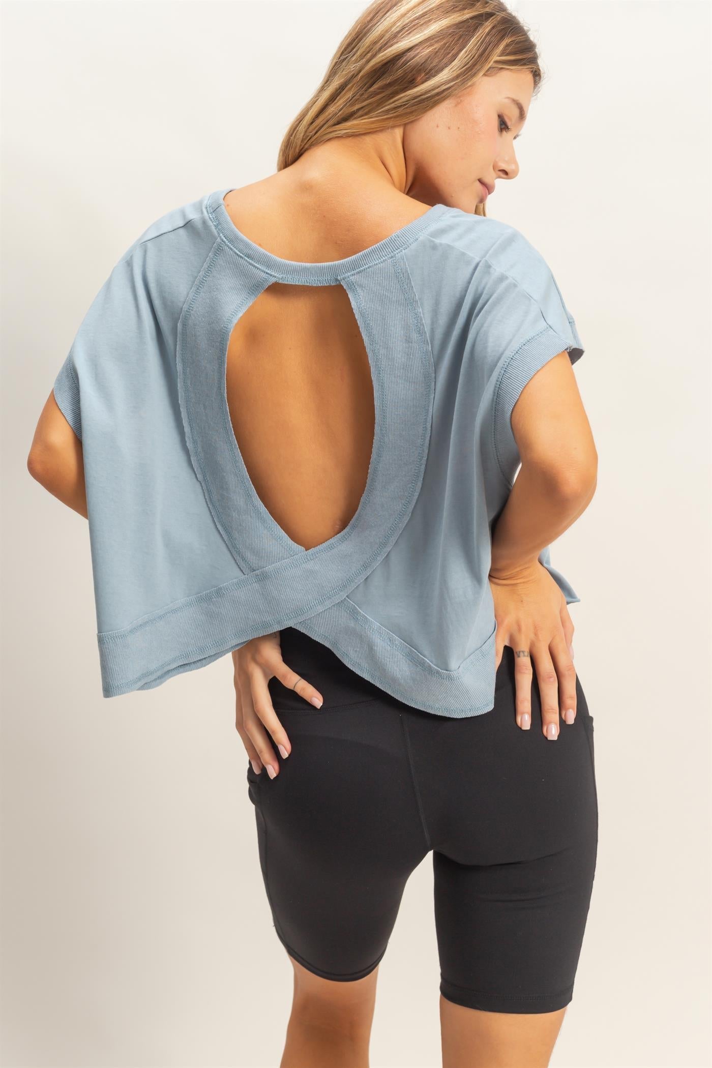 Light blue open back